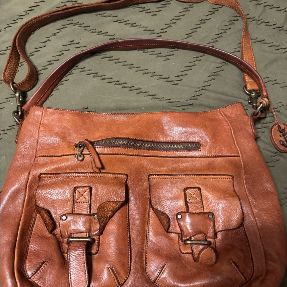 Boho Brown Leather Shoulder Bag